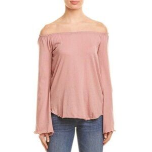 Chaser Off Shoulder Lettuce Hem Mauve Blush Pink Top size M